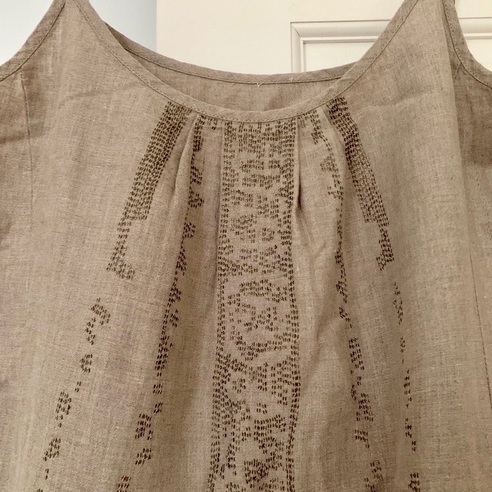 Eileen Fisher linen tank tunic with embroidery